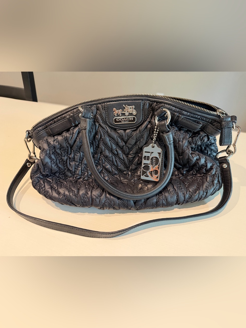 Coach Madison Quilted Chevron Nylon Sophia 70th Anniversary Bag #18637